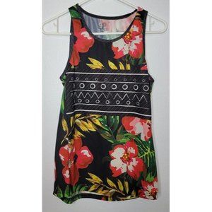 Run Guam Anthurium Performance Running Tank Top Singlet Sz Women's Small Floral